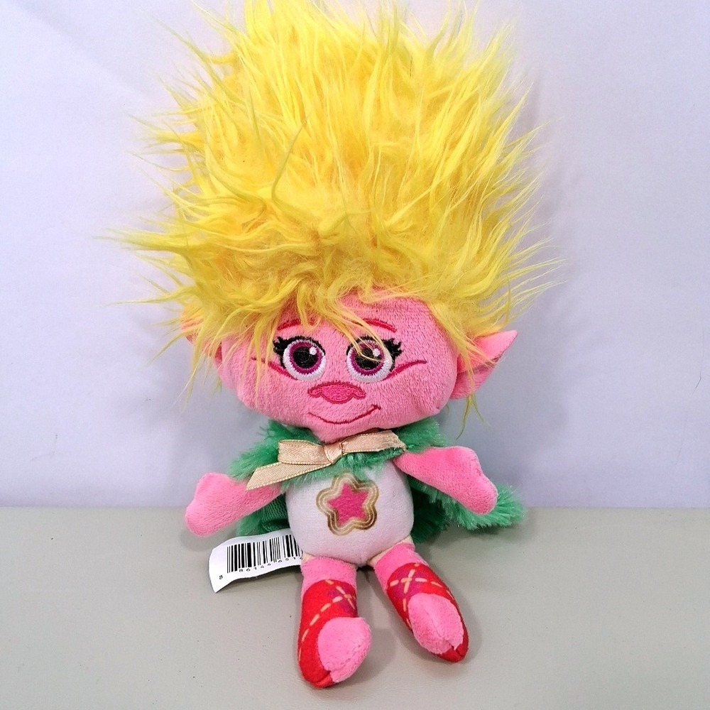Just Play DreamWorks Trolls Band Together Viva Plush Doll Yellow Hair Green Cape